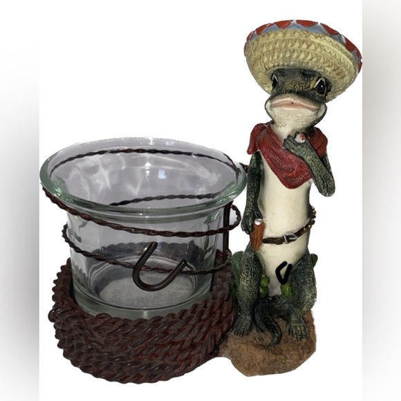 Gecko Southwestern Votive Candle. Glass Candle Holder. Very Unique. - Picture 5 of 11